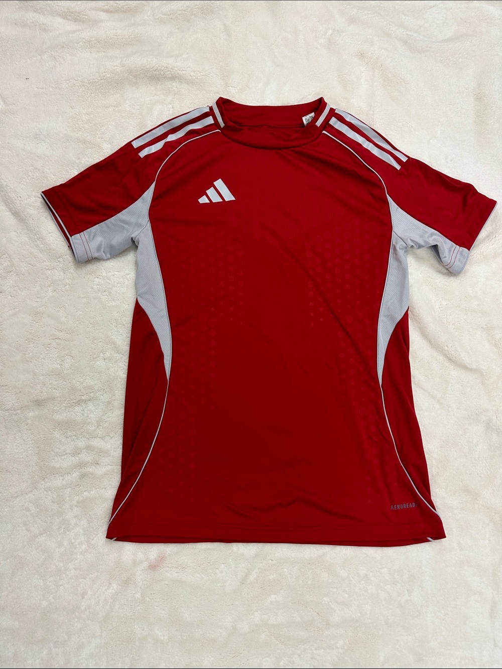 Brand New Adidas Red Athletic  Jersey Tee with White Accents